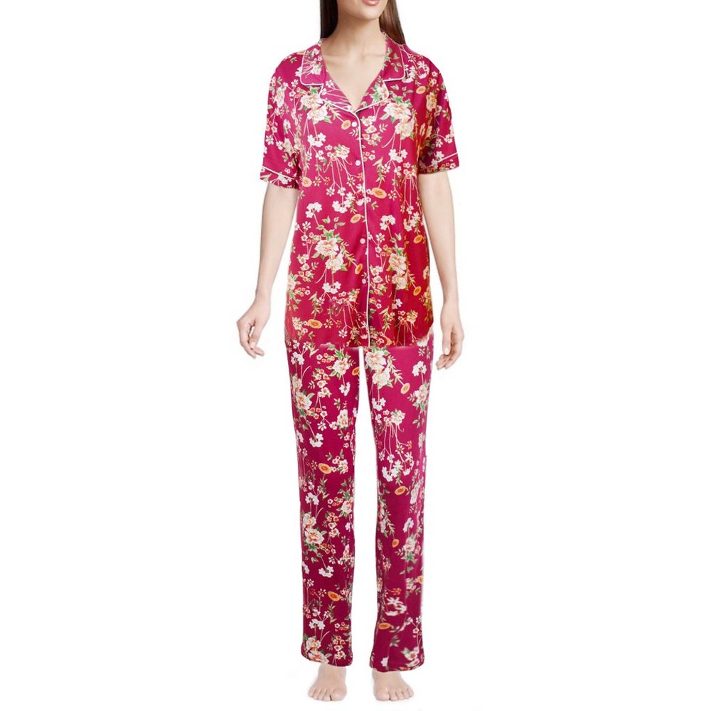 Flora by Flora Nikrooz Women’s Pajama Floral Print 2-Piece Set Short Sleeve PJ